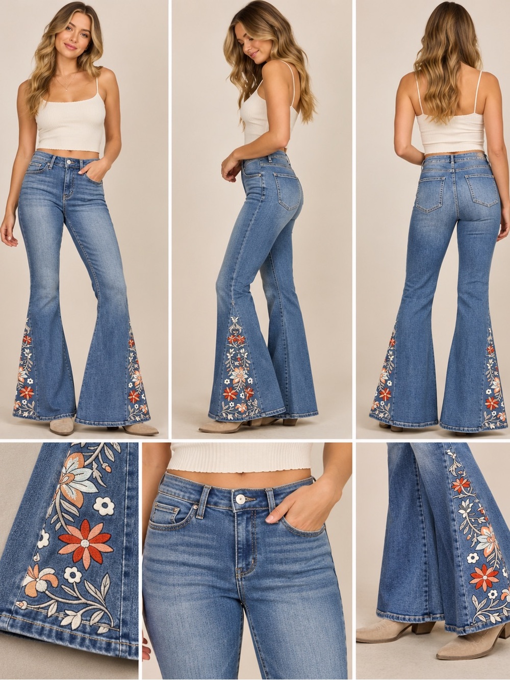 Altar’d State Floral Embroidered Flare Jeans Size 29 NWT